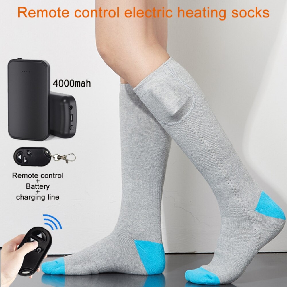 Winter Camping Hiking Remote Control Ski Cycling Warm Heated Socks Battery Thermal Smart Electric Heating Sock: C