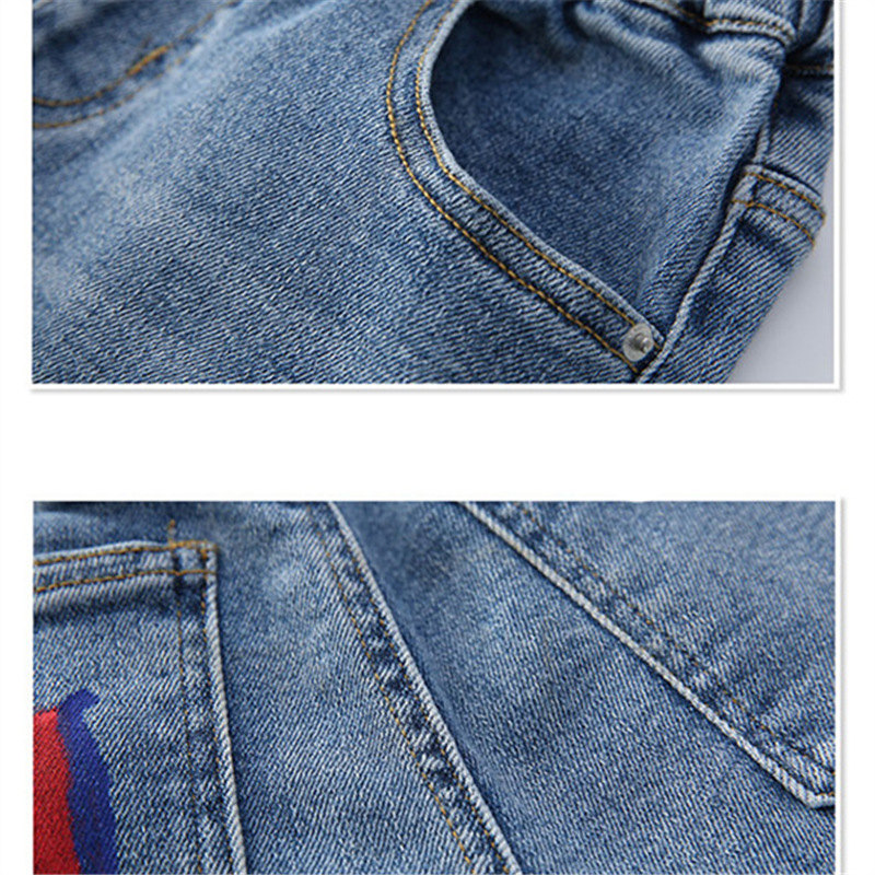 Pantalones vaqueros con estampado de letras para niña joven, pantalón de tubo informal a la , color azul, para escuela, 6, 8, 10, 12 y 14 años, para primavera y otoño