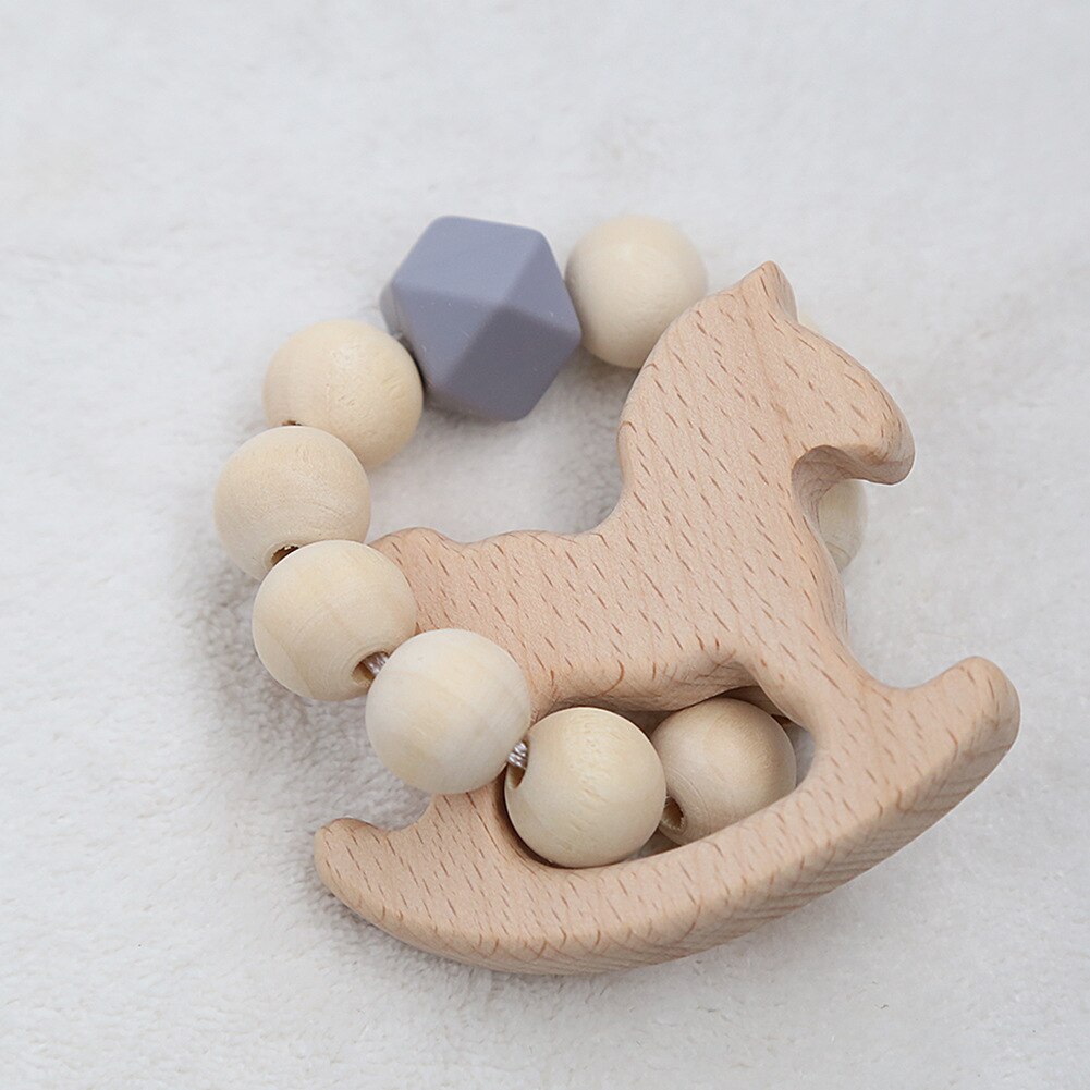 Baby bijtring Pasgeboren Chewable Verpleging speelgoed Baby Bijtring Armband Kettingen houten decoratie Natuurlijke stop Zuigen Duim YZL021: YZL021H