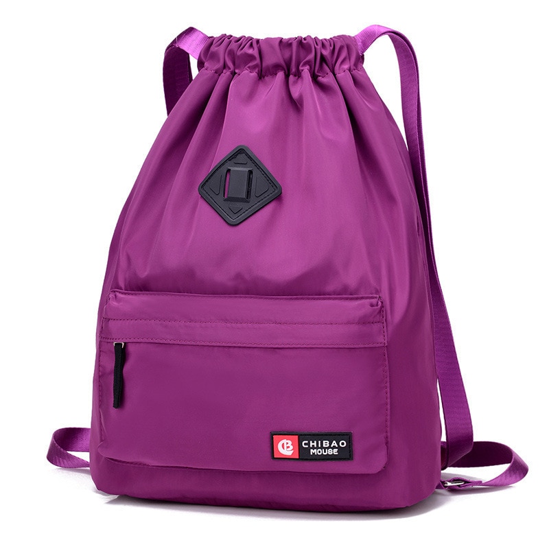 Foldable rope backpacks travel shoulder bag men and women waterproof nylon bagpack drawstring bag sport outdoor modis waterproof: Purple