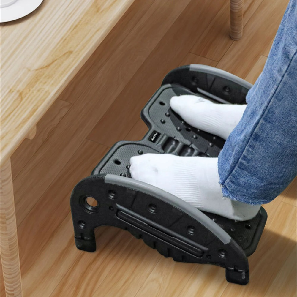 Fodstøtte til under skrivebordet på arbejdet, ergonomisk fodskammel afslappende fodmassageapparat, benstøtte til stol, rystbar og aftagelig fodstøtte