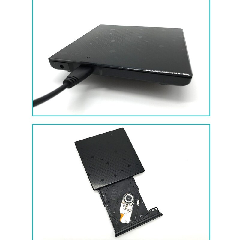 Lecteur dvd externe usb 3.0 cd graveur dvd ultra-fin à économie d'énergie pour ordinateur portable, mac, windows