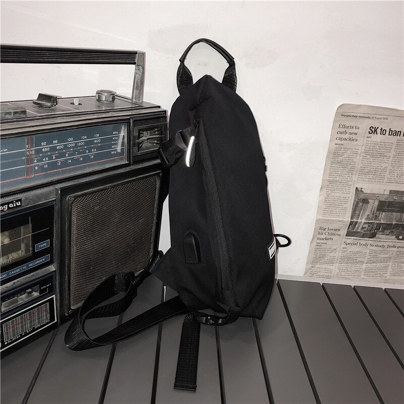 Original Brand Chest Bag Girls Sports Satchel Ins Japanese Brand Messenger Bag Simple Casual Couple Shoulder Bag: black