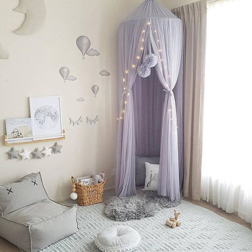 Sommer baby sengetøj hængende myggenet krone baldakin romantisk prinsesse chiffon baldakin telt spædbarn anti myggetelt gardin