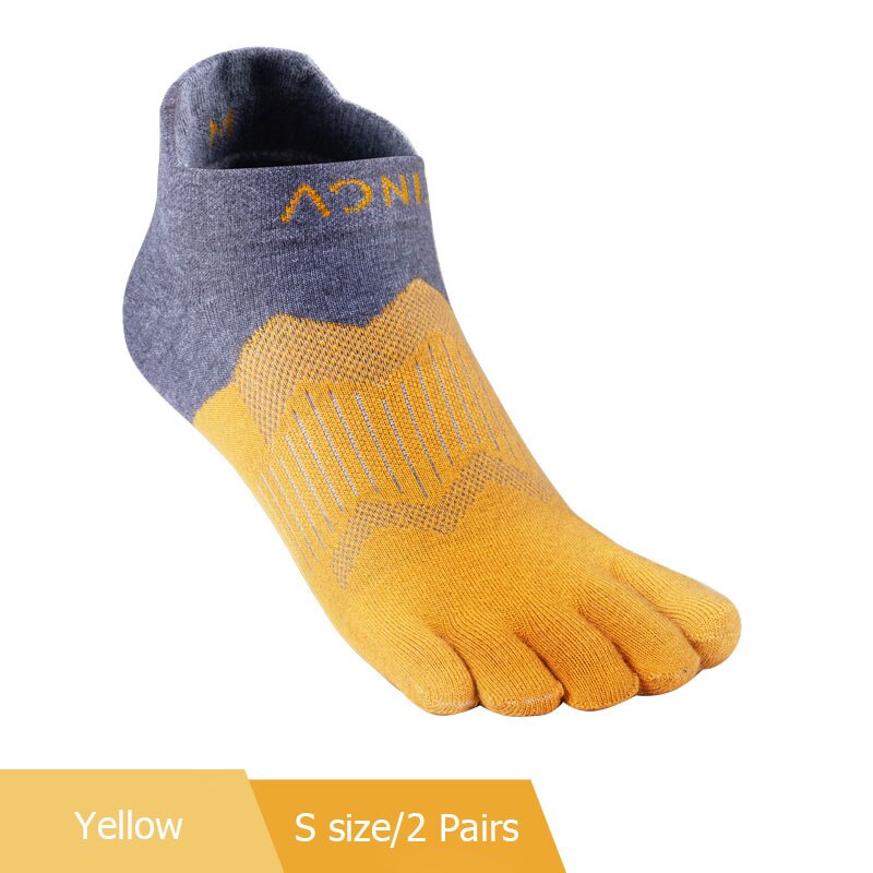 2 Pairs Aonijie E4810 Ultra Run Vijf Teen Sokken Low Cut Sokken Toesocks Voor Running Marathon Trail: Yellow S size