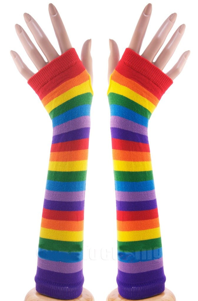 Regenboog veelkleurige sexy dame disco dans kostuum feest kant vingerloze lange handschoenen