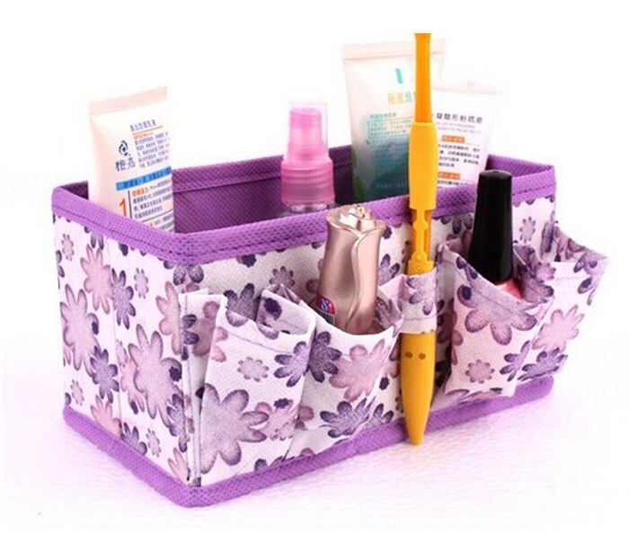 Caja organizadora, organizador de maquillaje, caja de almacenamiento de cosméticos, bolsa, contenedor estacionario plegable de colores brillantes, organizador de maquillaje, caja de reloj