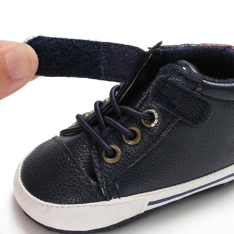 Baby Kids PU Leather Shoes Toddler Boys Girls Soft Crib Shoes Little Baby Faux Leather Sneakers Anti-slip Trainer Footwear Boots