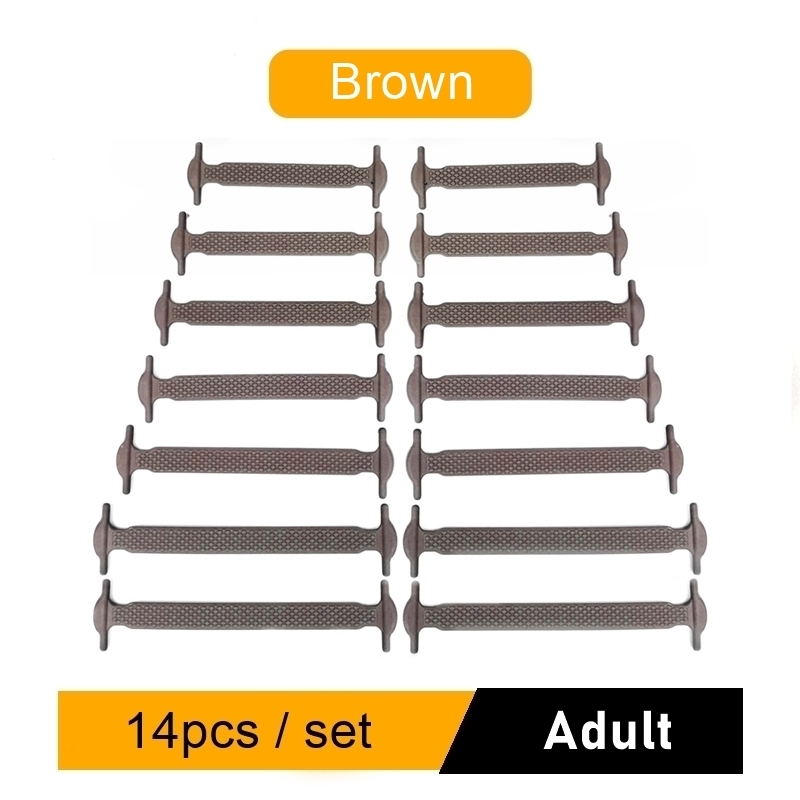 Lot de 16 lacets créatifs en Silicone, élastiques, pour chaussures sans cravates: Brown