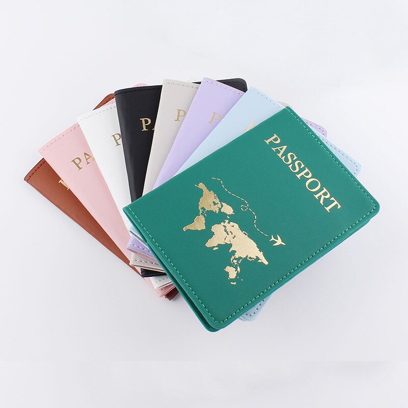 Eenvoudige Mode Paspoort Cover World Map Dunne Slanke Reizen Paspoorthouder Portemonnee Pu Lederen Card Case Cover Unisex: random color 1pcs