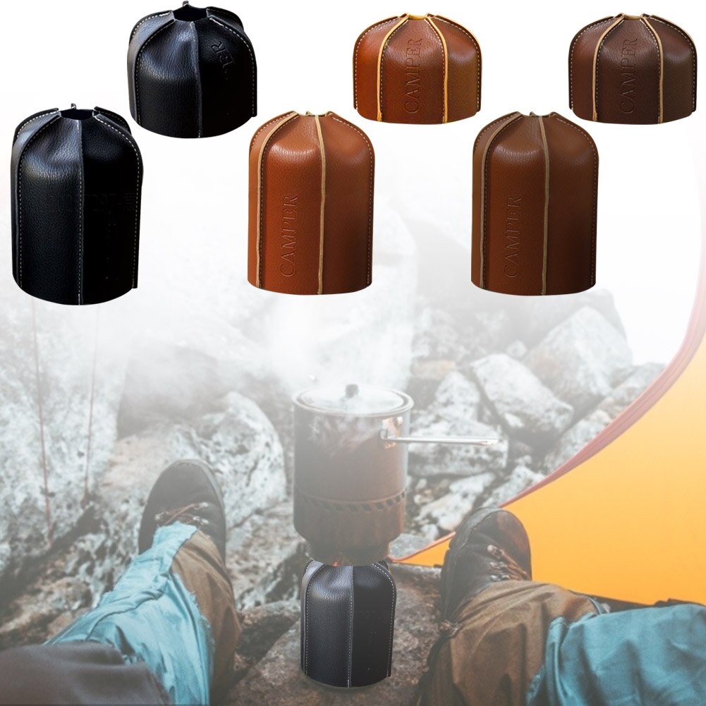Camping Gas Tank Leather Case 450/230G Gas Bus Beschermhoes Duurzaam Bus Cover Bag Brandstof Cilinder Opslag tas
