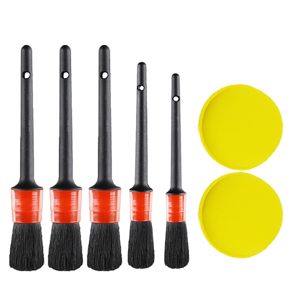 Juego de cepillos de limpieza para coche, herramientas de limpieza de polvo y suciedad, depurador eléctrico, taladro, cepillo para rejillas de aire de cuero: Negro