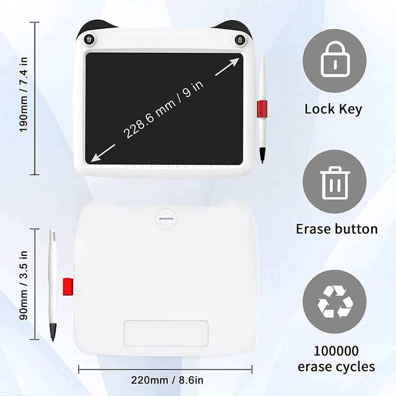 9-Inch Drawing Board Lcd Writing Board Erasable and Reusable Notepad Graffiti Board Color Screen Children&#39;s