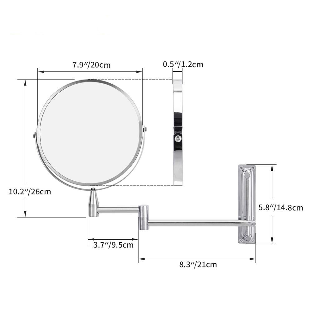 Uitschuifbare 8 inch 1 x 5x vergrotende badkamerspiegel slimme spiegel make-up wandspiegel badkamerspiegelkast