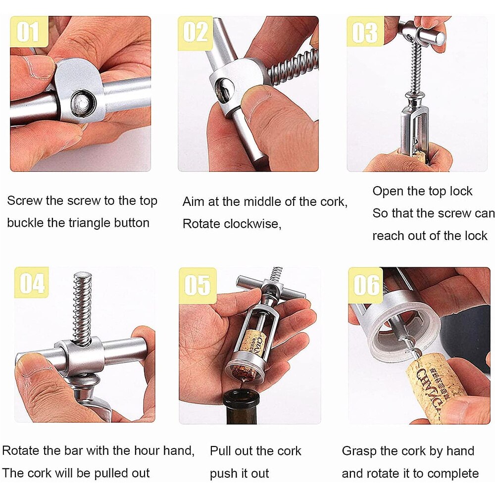 Screw Corkscrew Wine Opener Metal Heavy Duty Luxury Bottle Opener For Home Restaurant Bar Screw Bottle Openers Wine Cork Remover