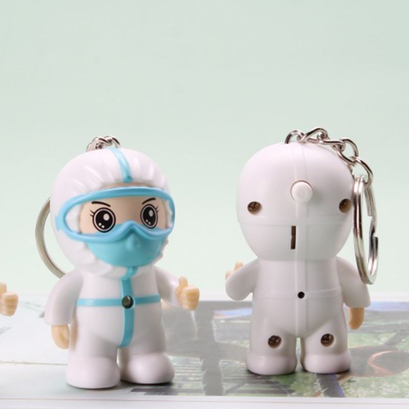 Anti-epidemisk souvenir hvid engel nøglering tegneserie sygeplejerske nøglering vedhæng med krog taksigelse legetøj
