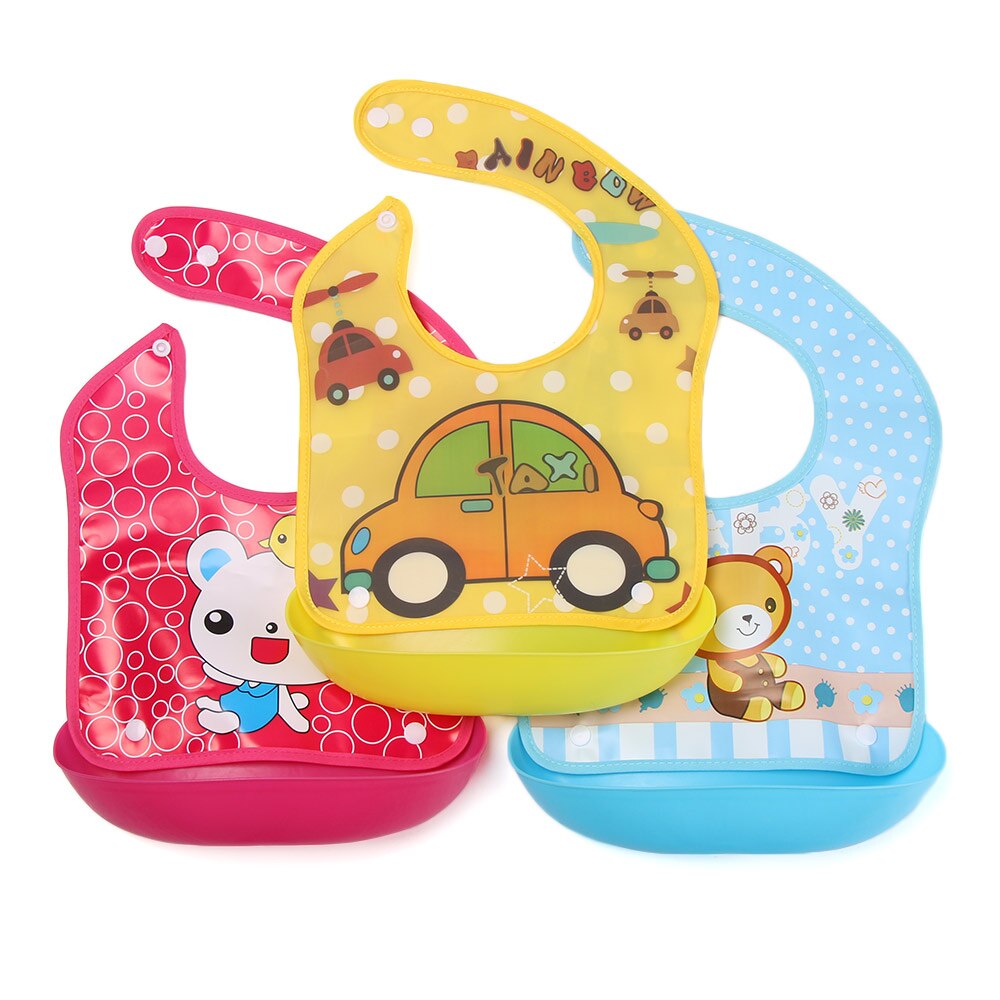 Cute Cartoons Bibs for Baby Children Waterproof EVA Removable Washable Bib Feeding Apron Saliva Bib Towel Accessories