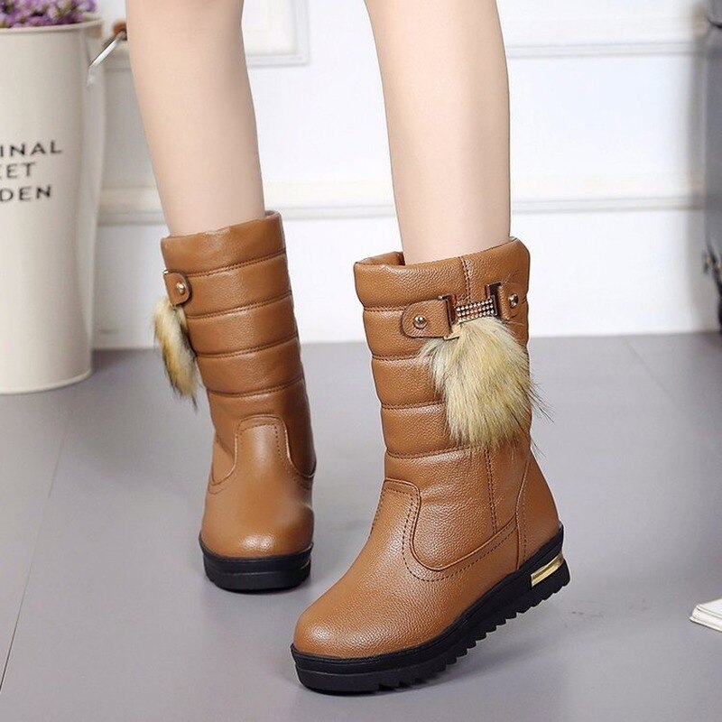 Neue Frauen Schnee Stiefel Damen Erhöhte Fersen Winter Stiefel Frauen Stiefel Weiße Warme Pelz Plattform Schuhe Frau