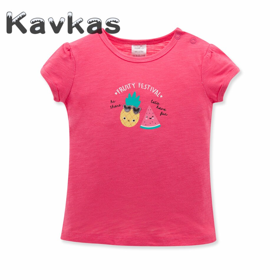 Camiseta de algodón para niñas de Kavkas, camisetas de manga corta de verano para niñas, ropa para bebés, camisetas para niñas, Tops para bebés