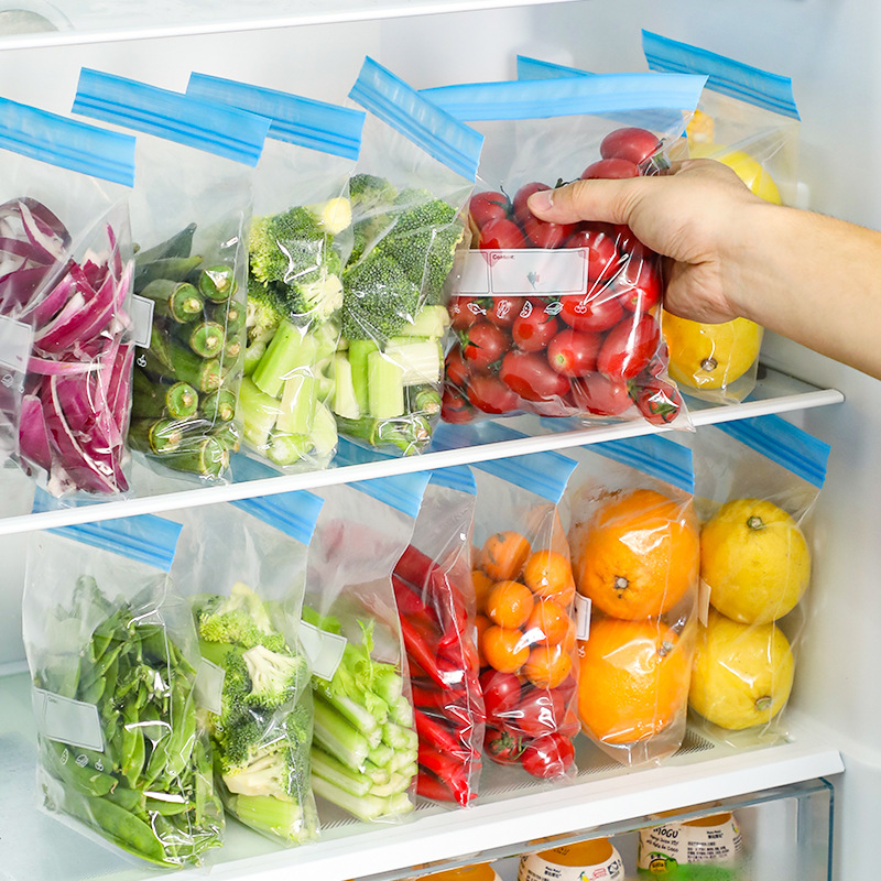 Genanvendelige opbevaringsposer til opbevaring af fødevarer, forseglet pose til køkkenkøleskab, poser med lynlås, gennemsigtige opbevaringsposer