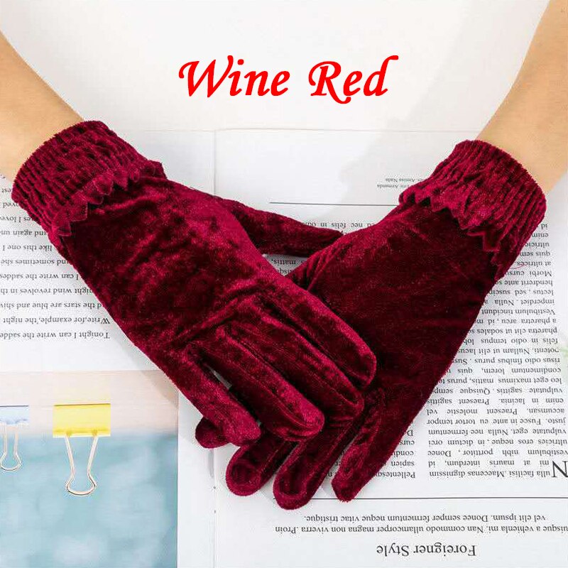 Guantes elásticos de terciopelo dorado para mujer, manoplas cortas finas a la , elegantes, para , banquete, Invierno