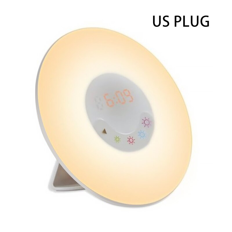 Wake Up Light Alarm Clock Sunrise/Sunset Simulation Luminous Digital Clock with FM Radio Night Light Touch Control Table Clocks: US Plug