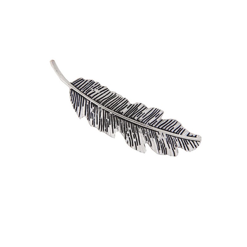 1Pcs Mode Metalen Blad Vorm Haar Clip Haarspeldjes Crystal Parel Haarspeld Barrette Kleur Veer Haar Klauwen Vintage Haar Sieraden: A46362 silver