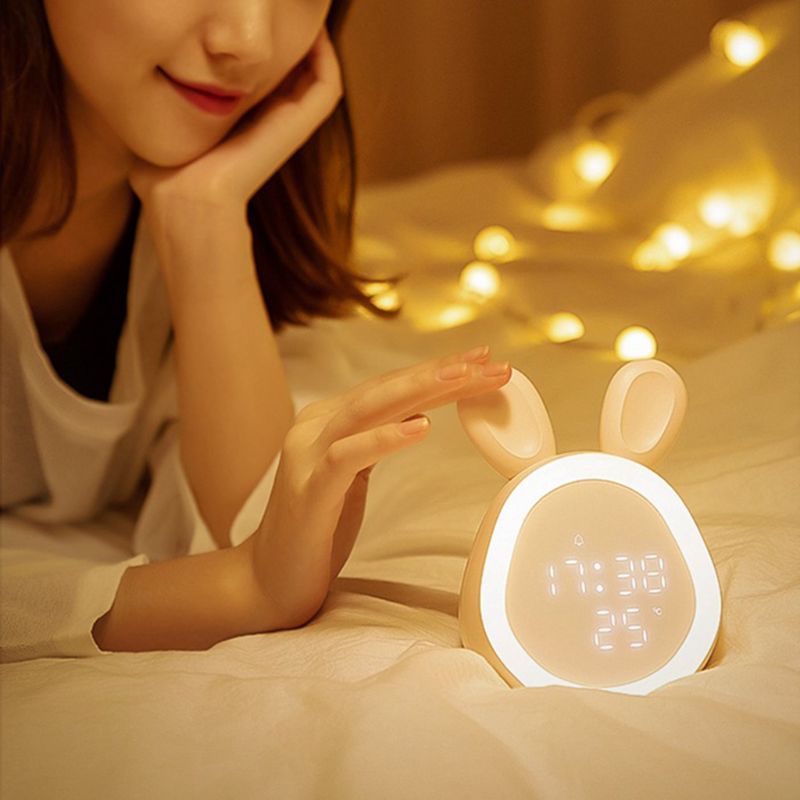 Bluetooth Alarm Clock LED Night Light Voice Control Temperature Display Bedside A9LA