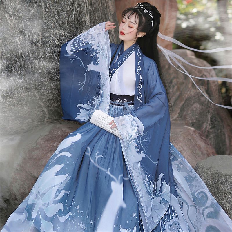 Hanfu original, 3 peças, traje chinês antigo, roupas femininas, trajes de dança tradicional hanfu, vestido de fada folclórica para formatura