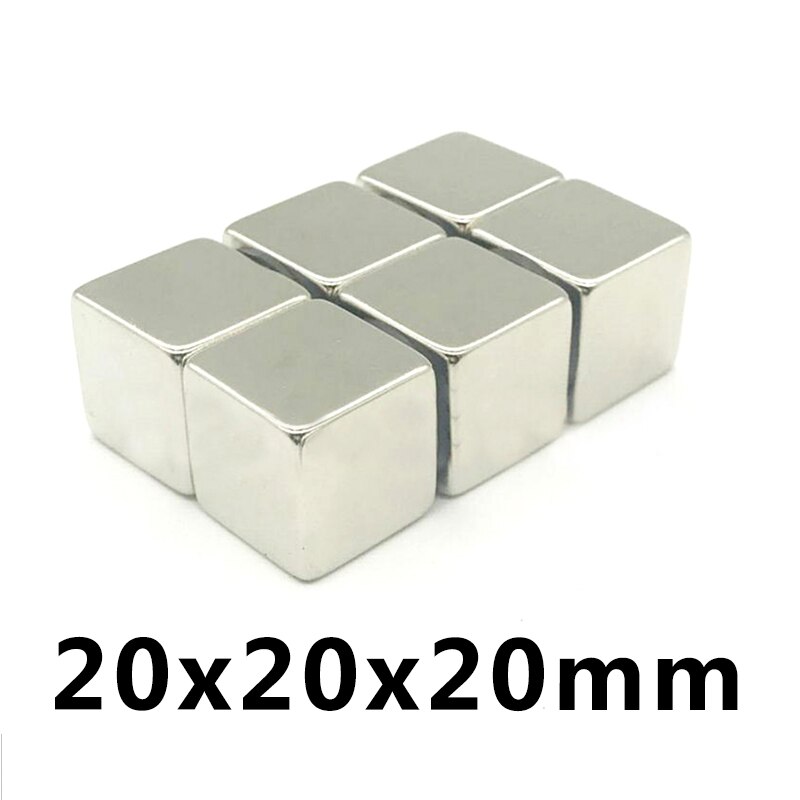 * 1pcs Krachtige N35 Neodymium Magneten 20*20*20mm Super Sterke Cuboid Cube Dubbele Vernikkeld zeldzame Aarde Magneten