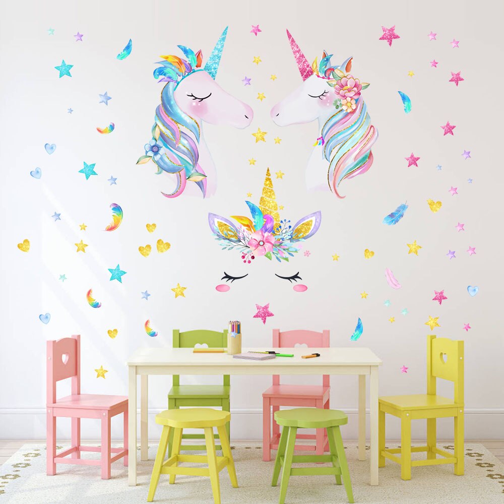 Unicorn Wall Stickers Pink Wall Stickers Girl Decoration Wall Stickers Living Room Children Bedroom Stickers