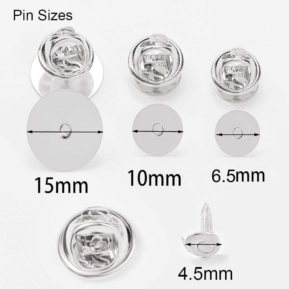 50Sets Pins Caps Button Butterfly Clasp Pin Back Squeeze Badge Holder Brooch Clutch Nail Tie Stoppers for DIY Jewelry Findings: 16mm / WHITE