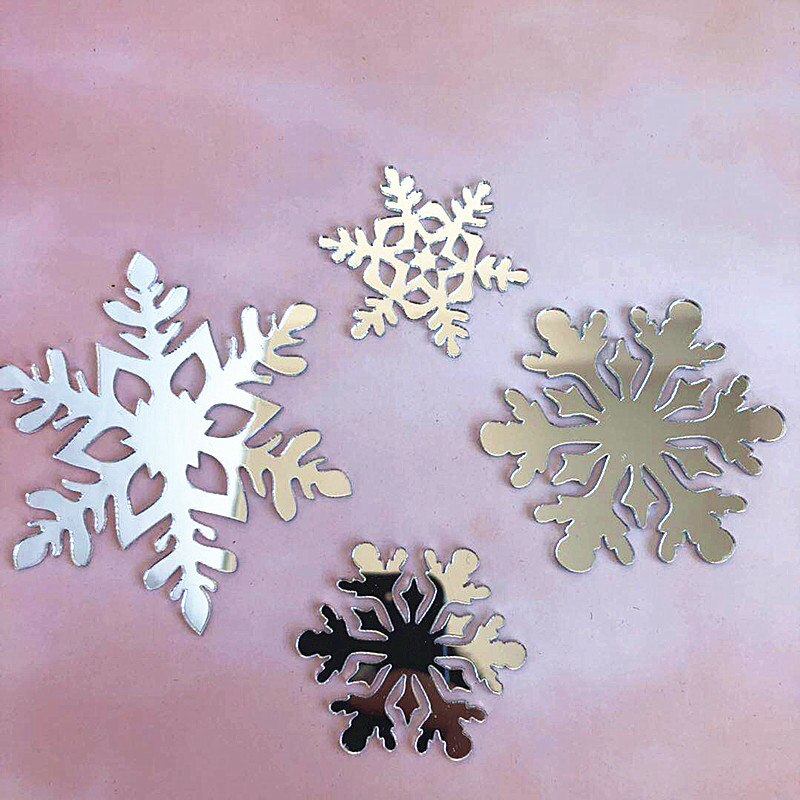 4Pcs Sliver Snowflake Acryl Cake Topper Vrolijk Kerstfeest Taart Decoraties Gelukkige Verjaardag Feestartikelen: 2