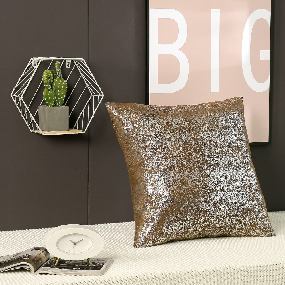 Luxe bronzen gouden zilverfolie kussenhoes decoratieve kussens voor kantoor, hotel, auto, effen kleur serie kussensloop: Model 14
