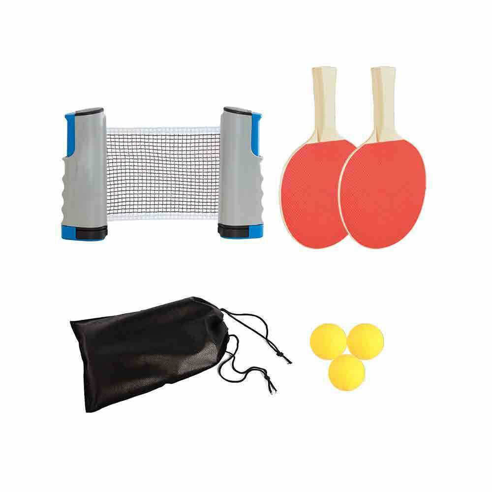 Instant Tischtennis Kit Ping Pong Set & Versenkbare Net 2 Fledermäuse Tragbare 3 Bälle