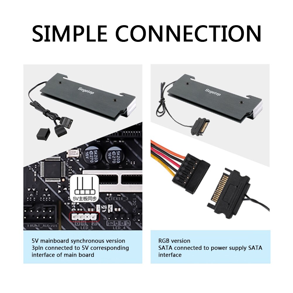 Segotep NC4 Memory Cooling Vest 5V 3Pin/SATA RAM Heatsink Cooler ARGB Aluminum Heat Dissipation Pad Radiator for Desktop