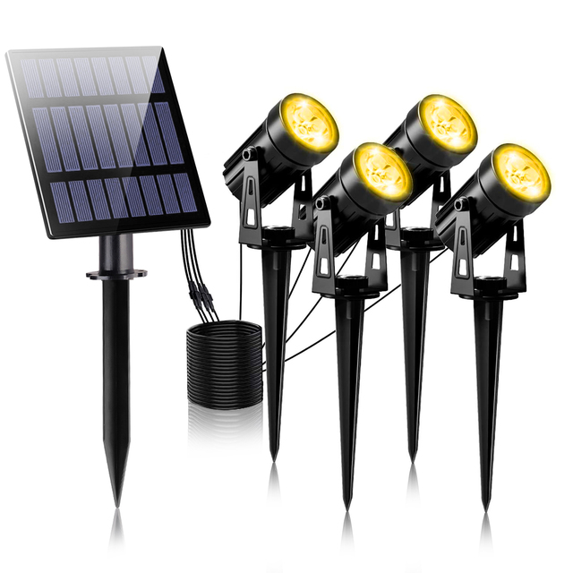 Luz LED Solar de T-SUNRISE para exteriores, iluminación alimentada por IP65, resistente al agua, lámparas de césped de jardín, focos RGB, blanco cálido/frío: Rojo