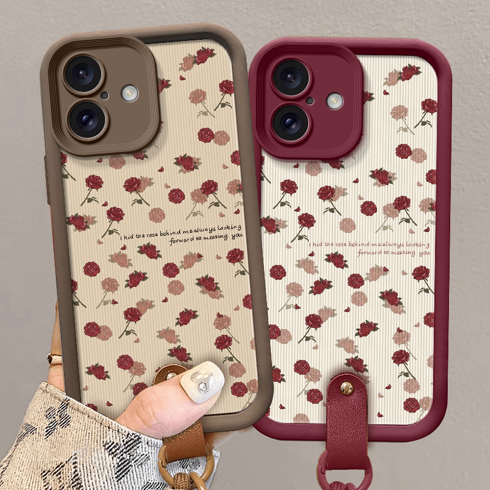 Luxus Rose Blume Gurt 16 Handyhüllen für iPhone 13 11 14 15 Plus 12 16 Profi Max X XR XS 15Profi MAX Hülle Silikon Schlüsselband Startseite