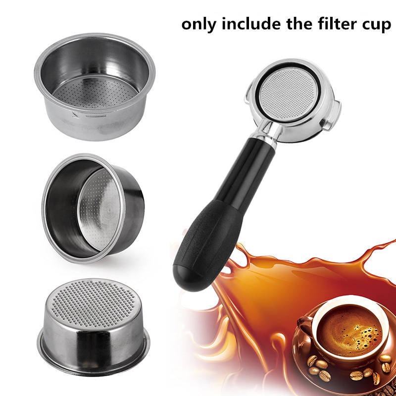 1Pcs Koffie Filter Cup 51Mm Drukloze Filter Mand Met Lepel Borstel Herbruikbare Hervulbare Koffie Keuken Accessorie