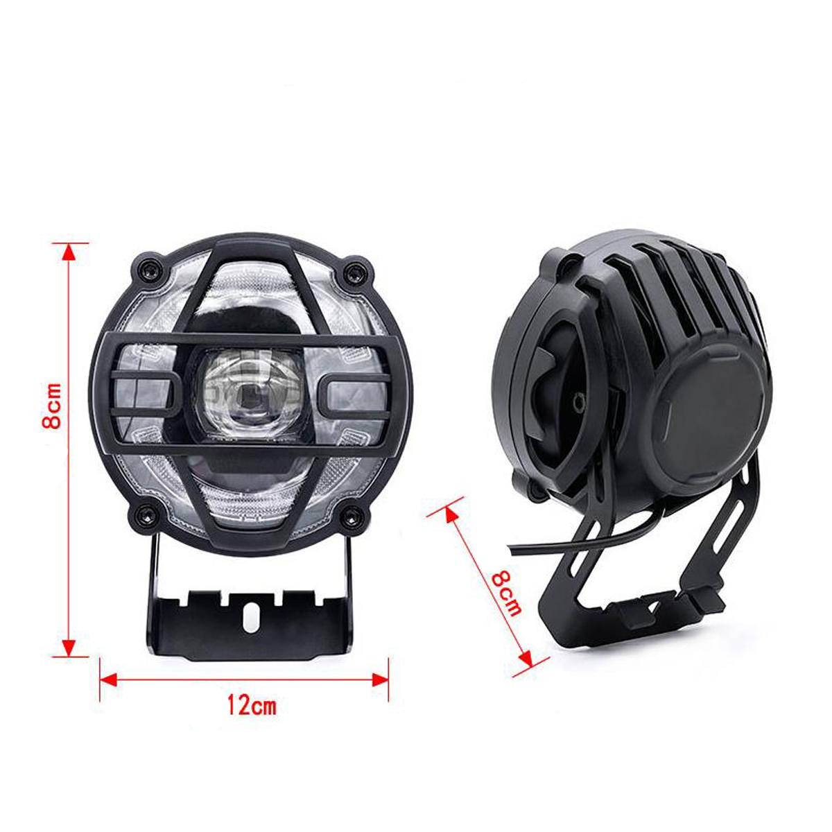 Kalosse-Luces delanteras de motocicleta impermeables de 36V, 48V, luces delanteras de bicicleta eléctrica con bocina, luz delantera de bicicleta eléctrica