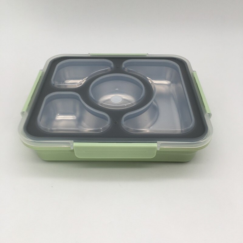 Rvs Lunchbox Voor Kid Verwarmd Lunchbox Keuken Accessoires Bento Box Maaltijd Prep Voedsel Container Opslag: Green 4 grip