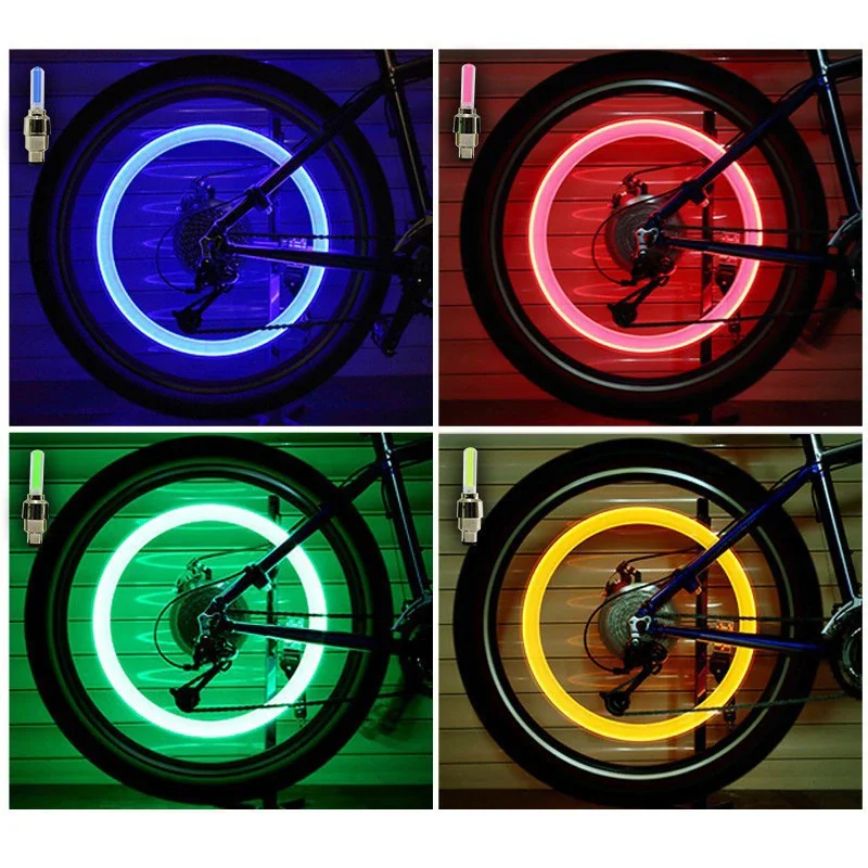 Cykellygter Bevægelsessensor LED Lys med Batterier til Landevej/MTB Dækventil