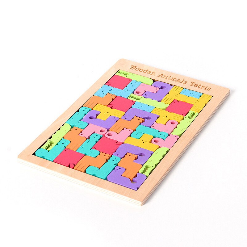 3D Puzzle Wooden Tangram Math Toys Puzzle Tetriss Game Montessori Children Educational Jigsaw Puzzle Game Toy for Boys Girl Baby: Tetris2