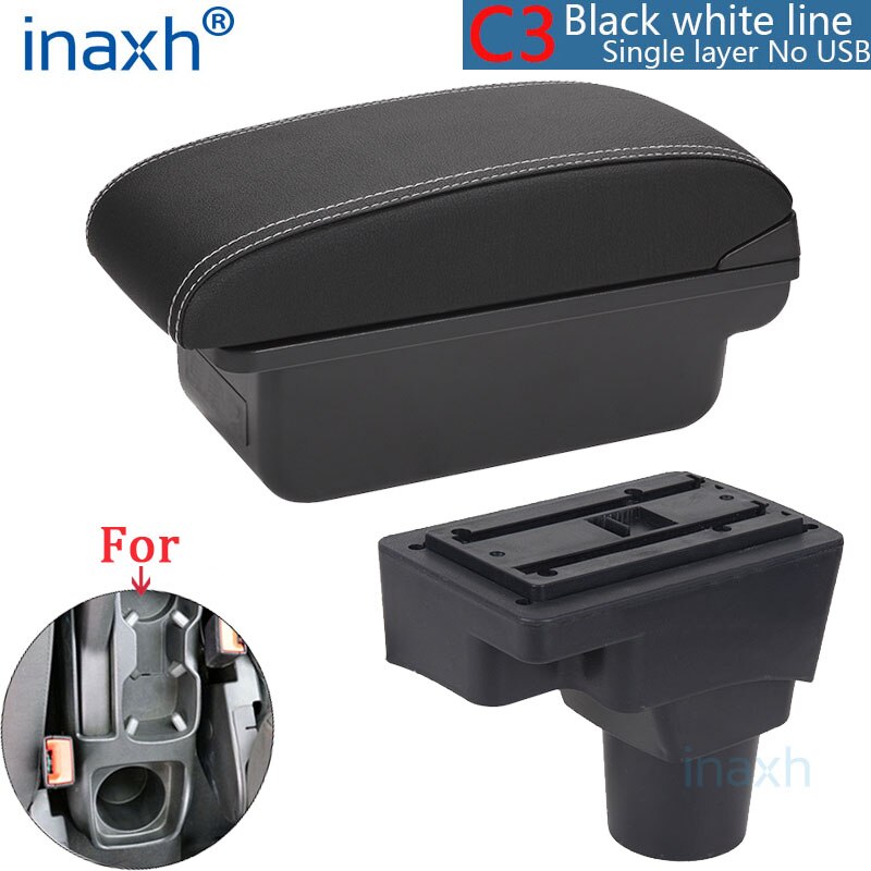 Voor Chevrolet Sonic Armsteun Voor Chevrolet Aveo Armsteun Doos Auto Retrofit Onderdelen Interieur Opbergdoos Auto-onderdelen Usb: C3 Black white NOUSB