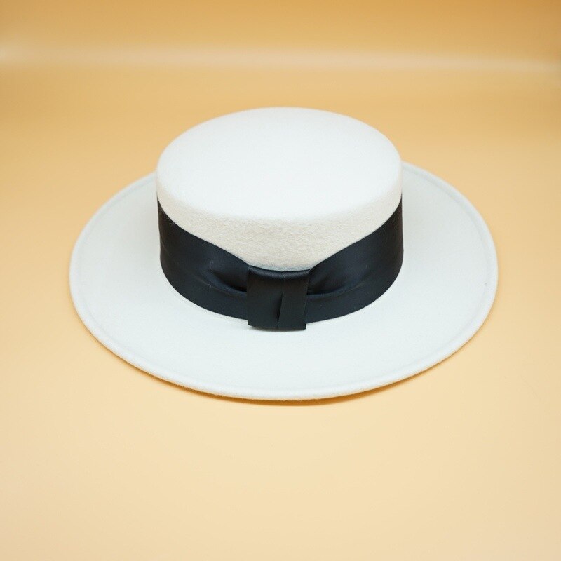 202012-panshi-white bowknot autumn winter france style grace lady fedoras cap women panama jazz hat