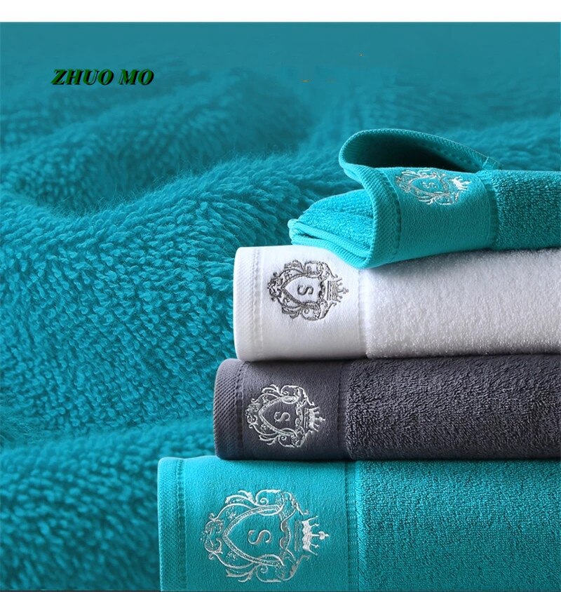 2Pcs 5 Sterren Luxe Hotel Satijn Handdoek Badkamer 100% Katoen Paar Douche Voor Thuis 35*78 Cm wit Blauw Grijs 3 Kleur Handdoek