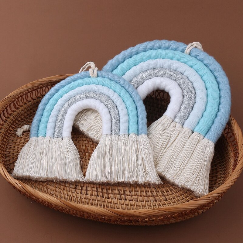 Nodic Stijl 8 Lijnen Hand Geweven Rainbow Macrame Wandtapijt Baby Jongens Baby Meisjes Kids Room Decor Muur Opknoping Decor speelgoed Home Decor