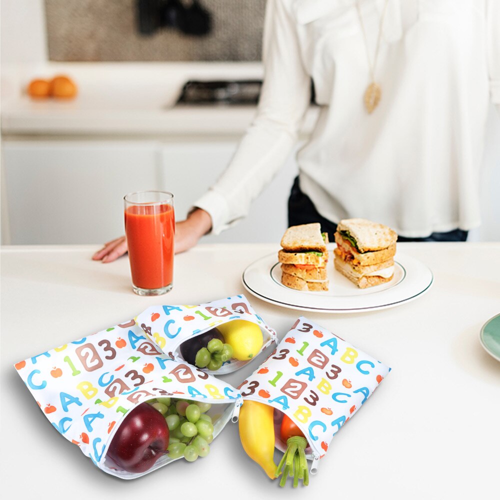 Portable Zipper Bags Reusable Snack Saver Bag Leakproof Food Sandwich Storage Bags for Camping Travel Hiking Kids Supplies