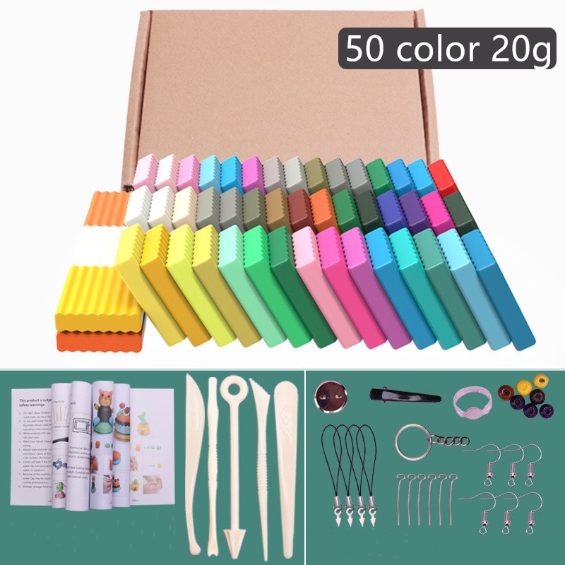 50 colores, juguete educativo para niños, arcilla polimérica Diy, proceso de moldeado suave, horno, bloque de arcilla para hornear, de cumpleaños, juguete para niños y adultos