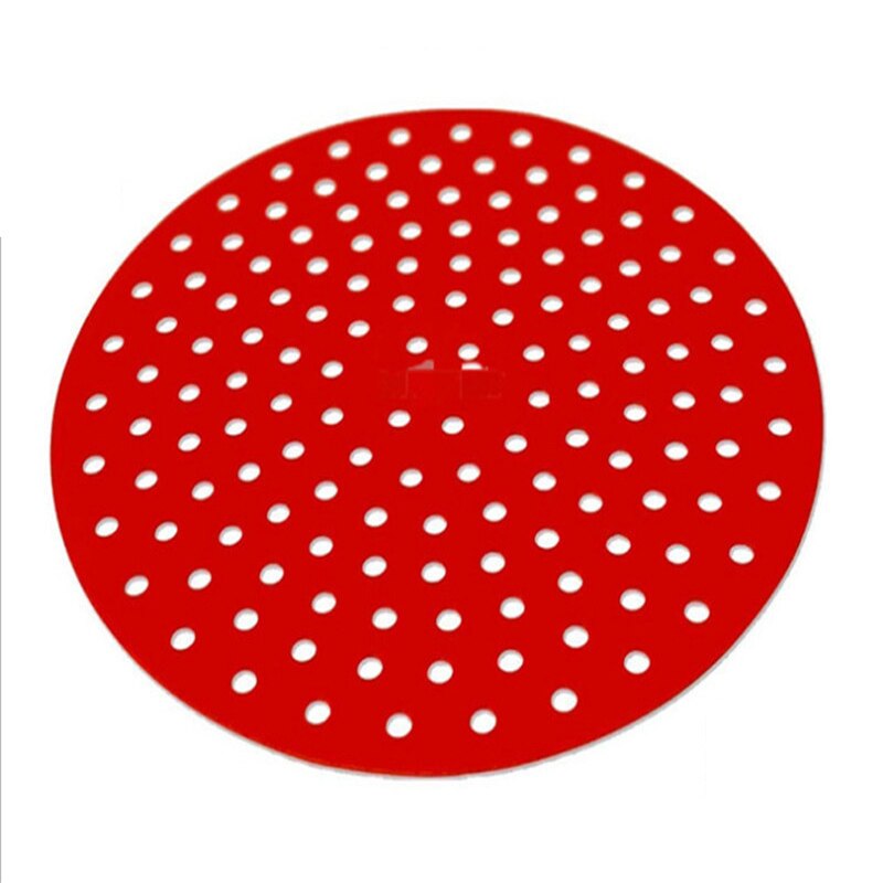 Reusable Air Fryer Liners Round Square Non-Stick Food Grade Silicone Basket Mats For Cosori NuWave Dash Cooking Kitchen Tool: 8 round red
